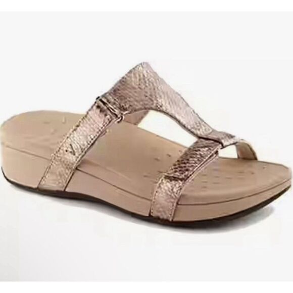 Vionic Women’s Ellie Metallic Snake Platform Comfort Sandals - Size 7 -Rose Gold - Picture 1 of 9